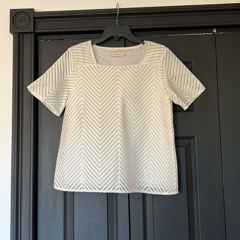 Tory Burch zig zag lace top